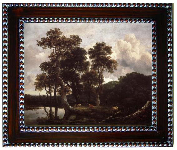 framed  Jacob van Ruisdael Grove of Large Oak trees at the Edge of a pond, Ta088